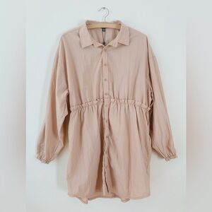 New Missguided oversized Gathered Waist Shirt Dress in color Blush size US 6 NWT